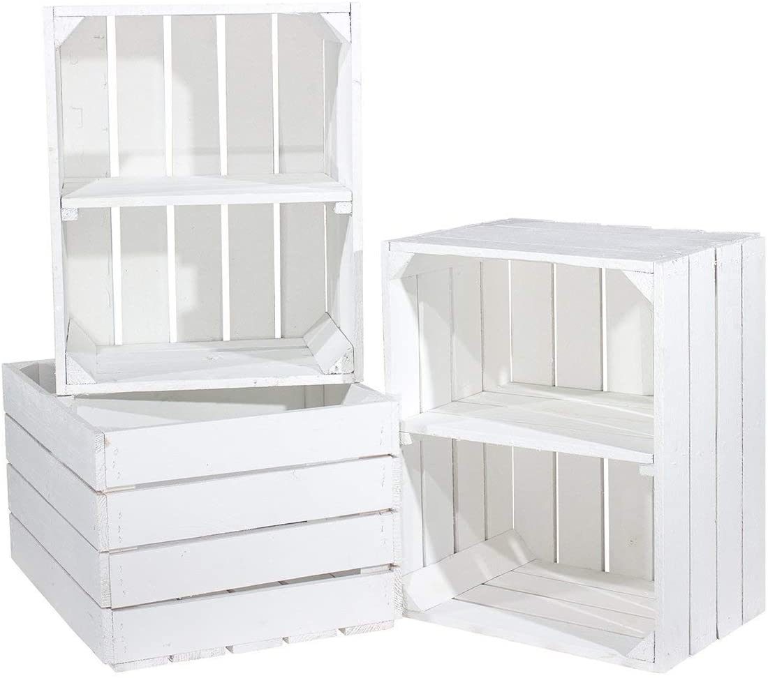 White Painted European Apple Crate with Short Shelf (Reproduction)