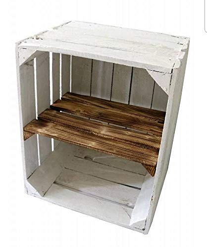 White Painted European Apple Crate with Short Burntwood Shelf (Reproduction)