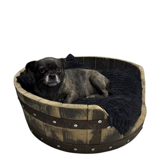Oak Whiskey Barrel Pet Bed
